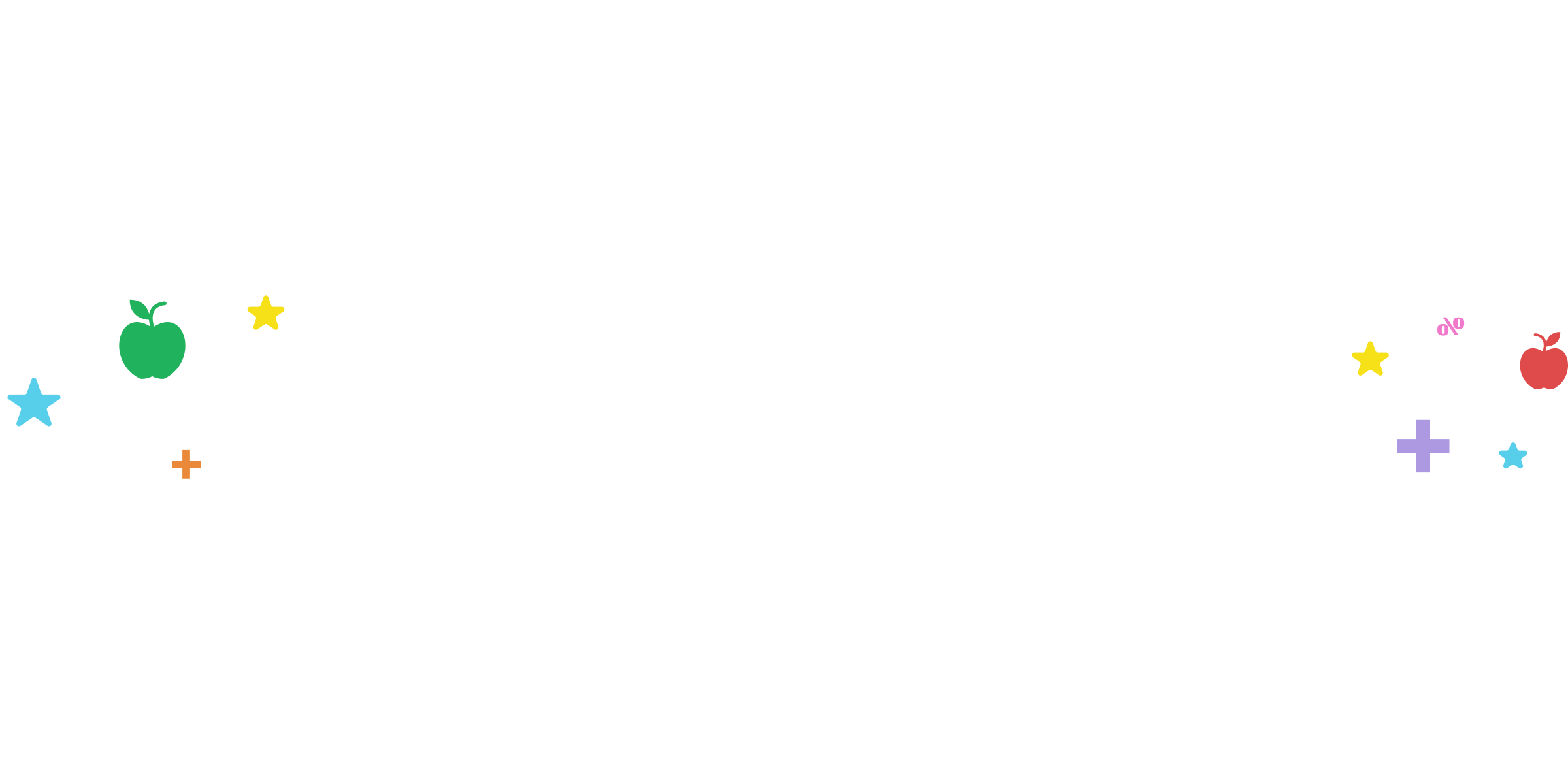 decorative background with apple, plus sign, stars