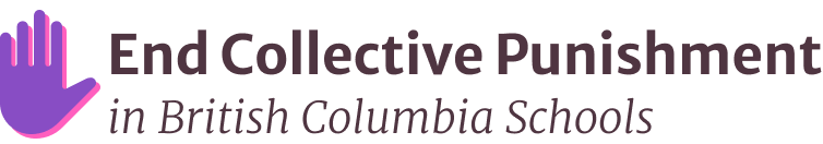 hand icon with wordmark "end collective punishment in bc schools"