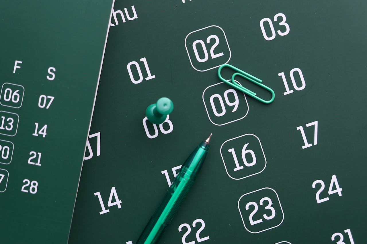 Pin and Pen on Calendar